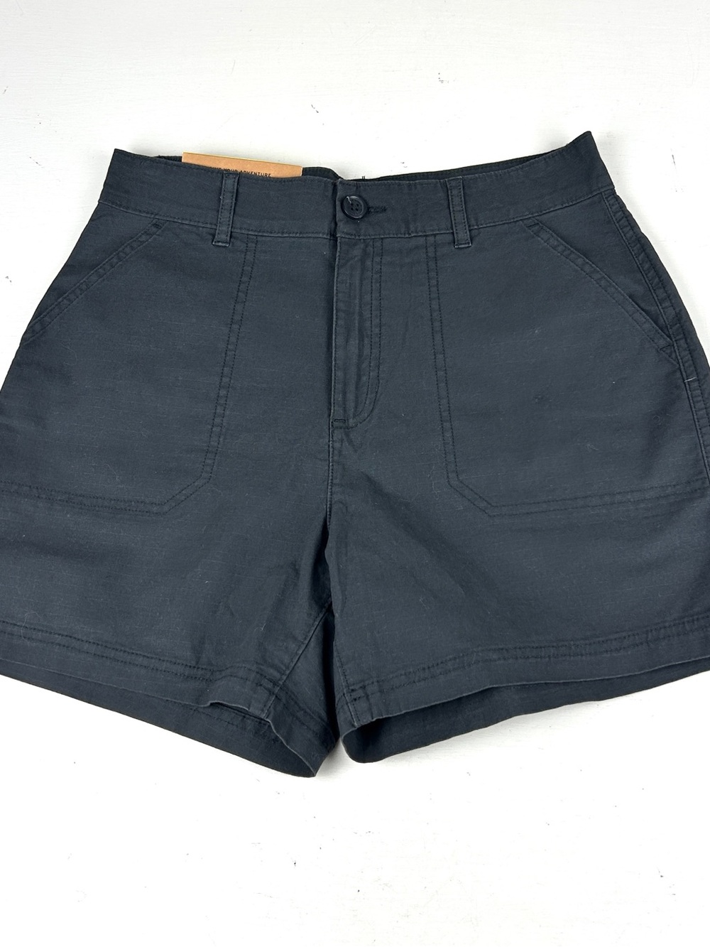 Eddie Bauer Womens Sz 6 Ripstop Chino Shorts Gray Mid Rise Pockets 5" Inseam New